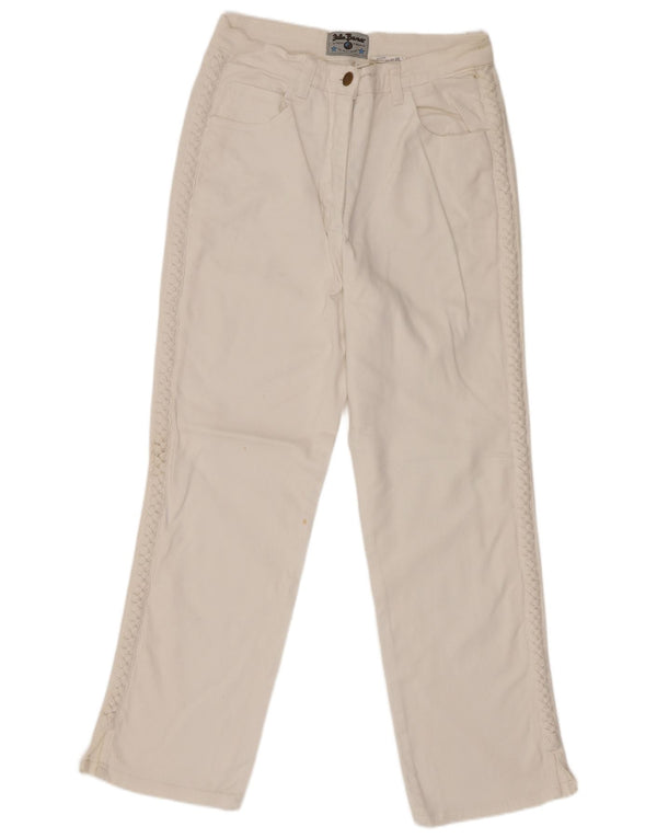 John Baner Vaqueros rectos para mujer UK 14 Medium W28 L26 Algodón blanco