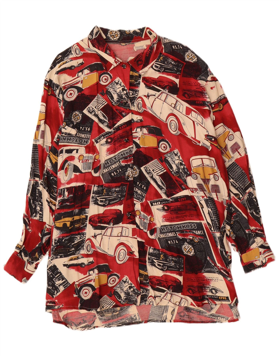 Camisa Vintage Mujer Patrón Abstracto 3XL Coches Multicolores