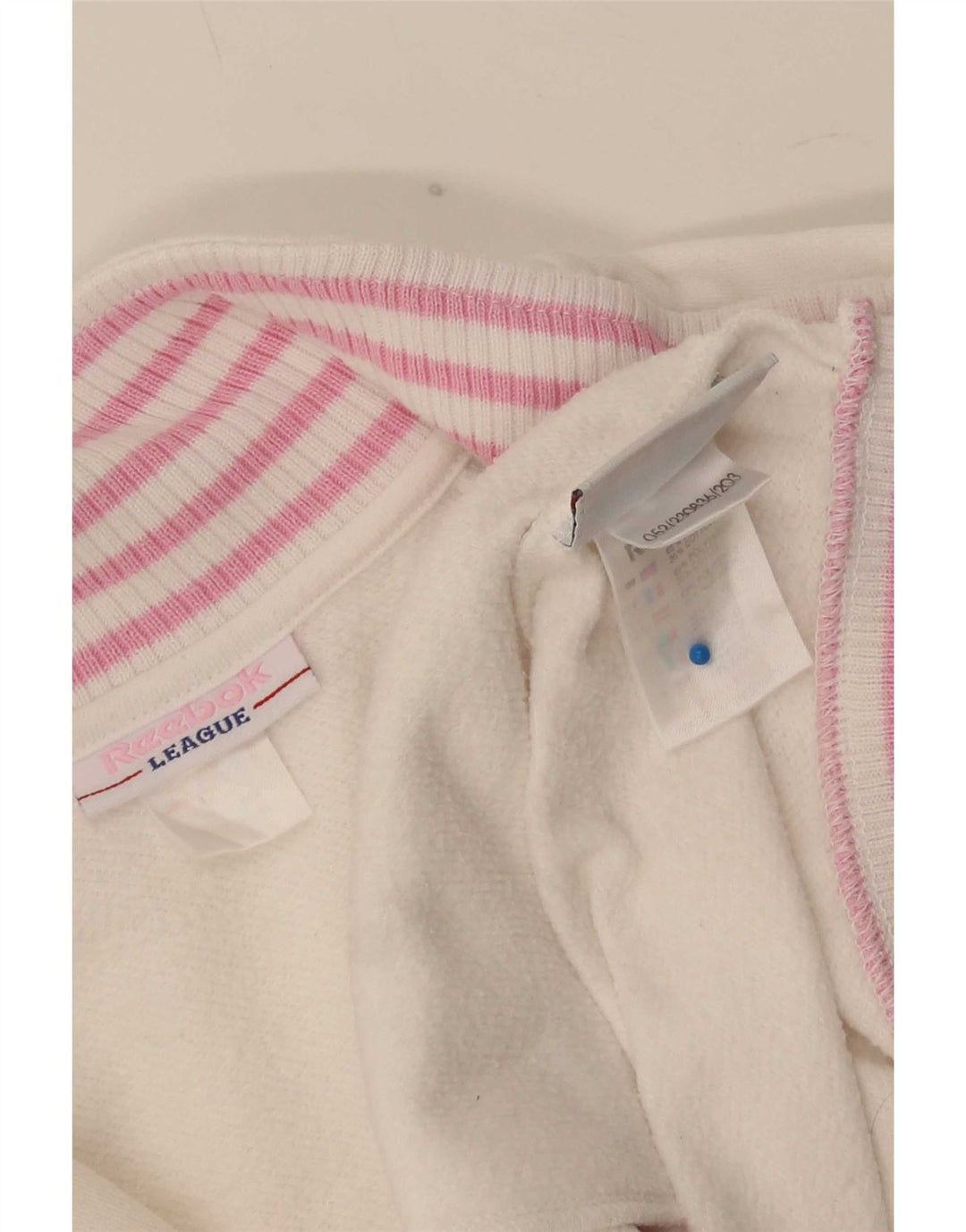 Reebok Chaqueta de chándal extragrande para mujer, talla 10, color blanco a rayas