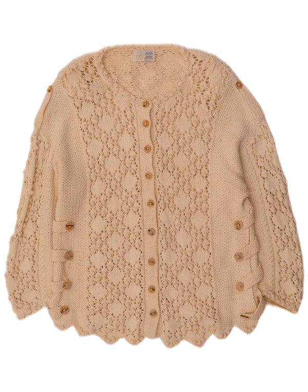 Golden Spiderweb Suéter tipo cárdigan para mujer UK 18 XL Algodón blanco roto