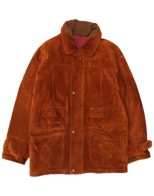 Chaqueta de cuero vintage para hombre IT 48 cuero marrón medio