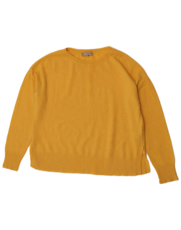 Hobbs Suéter de cuello barco de gran tamaño para mujer UK 10 Small Yellow Cashmere