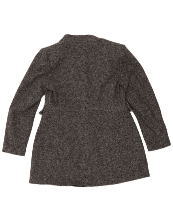 Zara Chaqueta Blazer De 1 Botón para Mujer UK 46 Grande Gris Espiga Algodón