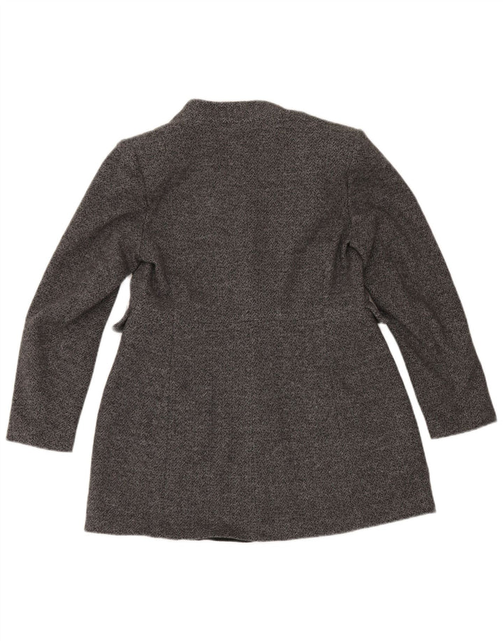 Zara Chaqueta Blazer De 1 Botón para Mujer UK 46 Grande Gris Espiga Algodón