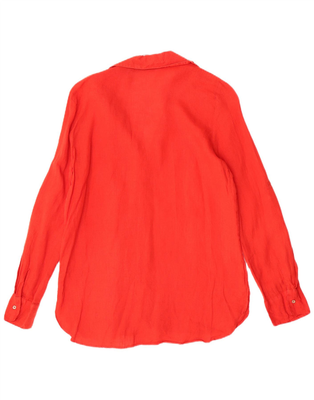 Zara Mujer Camisa Regular Manga Larga UK 44 Medium Red Linen