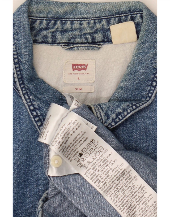 Levi's Camisa vaquera ajustada para hombre UK 40 Algodón azul grande