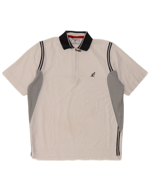 AUSTRALIAN L'ALPINA Polo para hombre IT 46 Small Blanco Colorblock