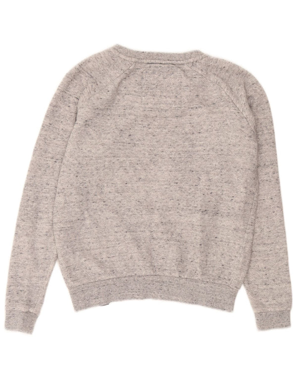 Superdry Mujer Sudadera Gráfica Jumper UK 6 XS Algodón Gris Moteado