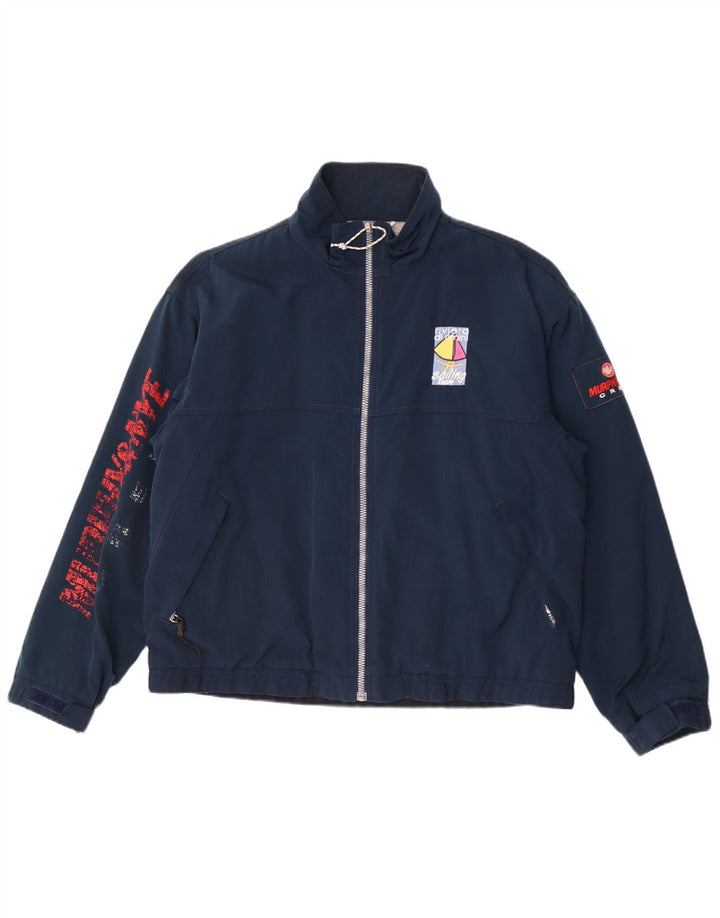 MURPHY & NYE Chaqueta bomber estampada para hombre UK 40 Grande Poliéster azul marino