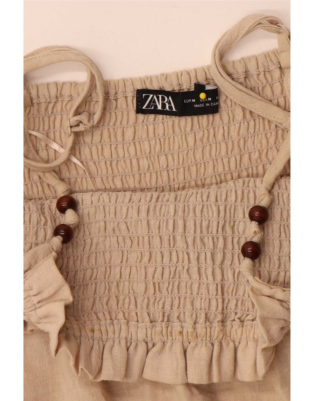 Zara Mujer Vestido Acampanado Sin Mangas UK 42 Medio Beige