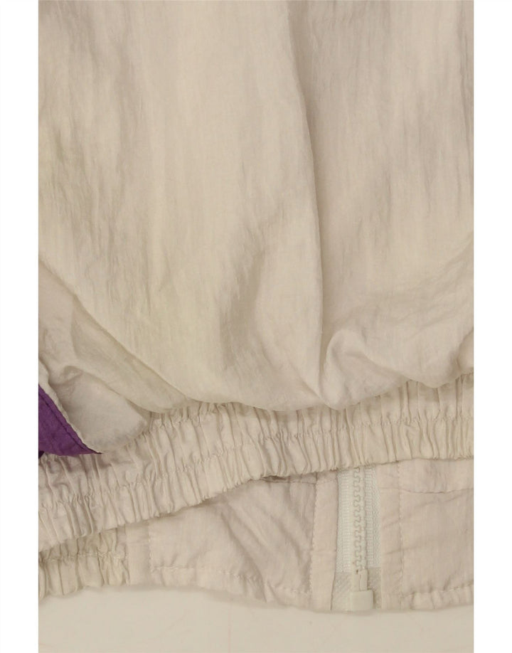 VINTAGE Chaqueta superior de chándal de gran tamaño para mujer Reino Unido 10 Pequeño Blanco