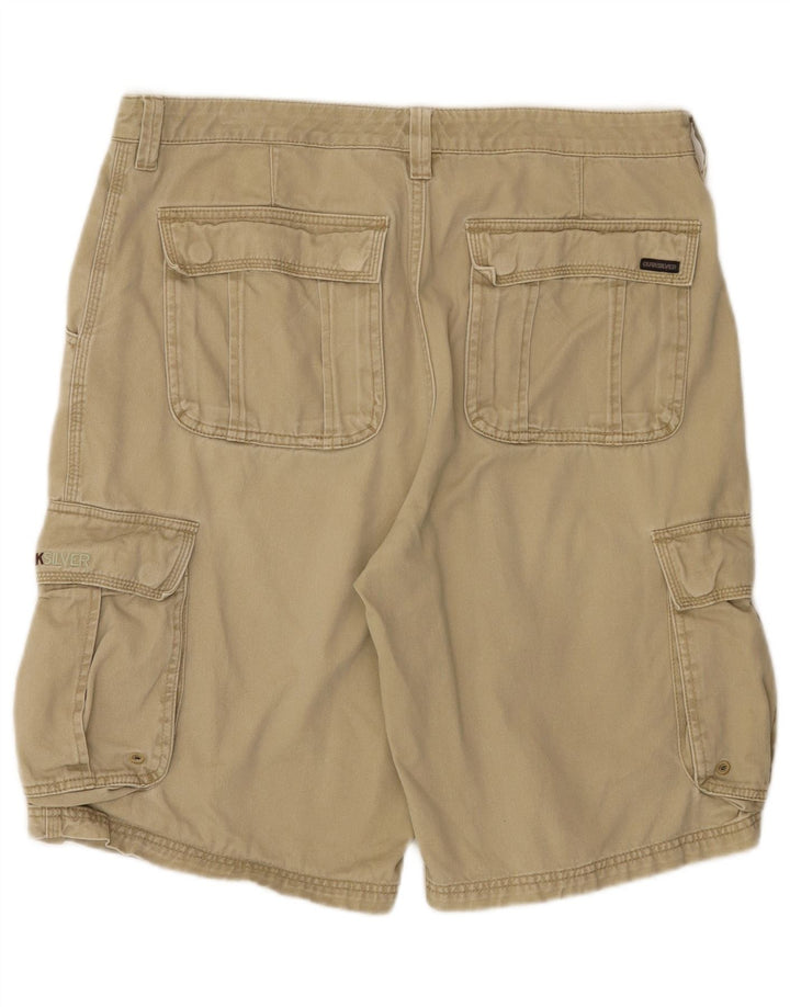 Quiksilver Pantalones cortos tipo cargo para hombre W34 Large Khaki Cotton