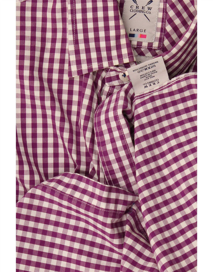 Crew Clothing Camisa para hombre Algodón a cuadros morado grande