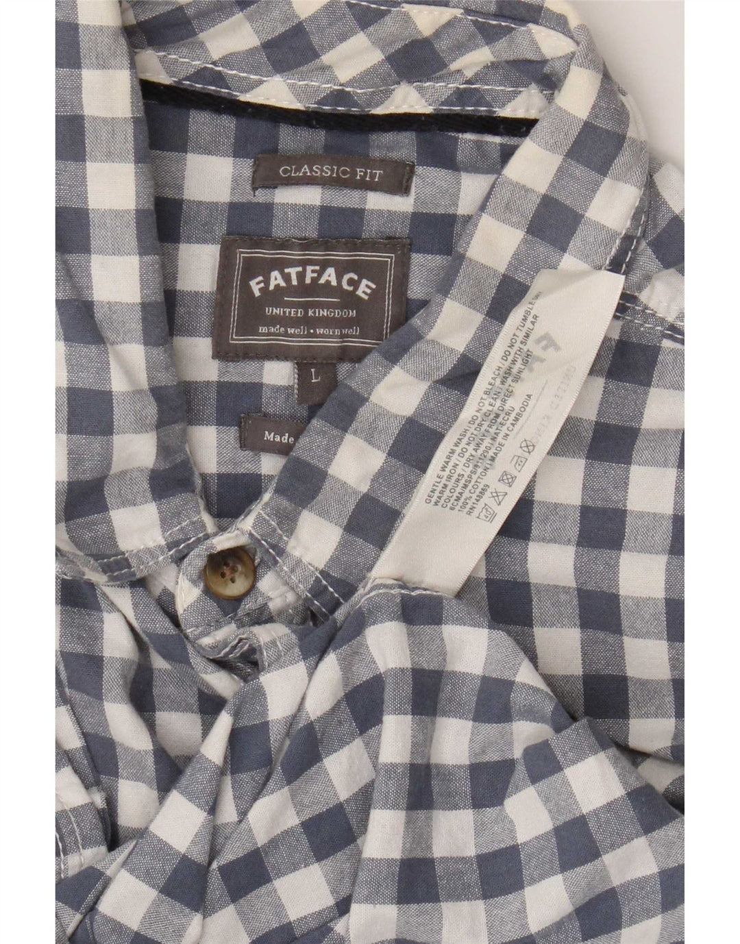 Camisa de corte clásico de manga corta para hombre de Fat Face Algodón a cuadros azul grande