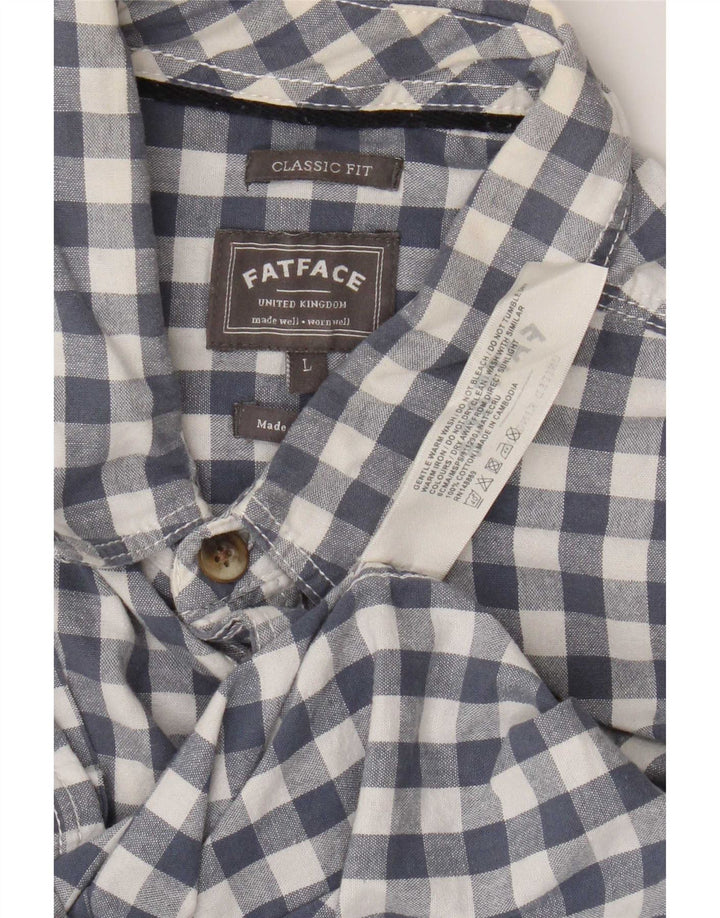 Camisa de corte clásico de manga corta para hombre de Fat Face Algodón a cuadros azul grande