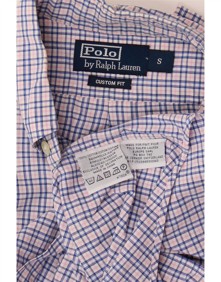POLO RALPH LAUREN Camisa personalizada para hombre Algodón a cuadros azul pequeño