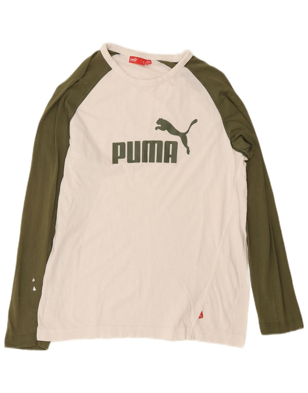 Puma Camiseta Gráfica De Manga Larga Con Bloques De Color Blanco Medio Para Hombre