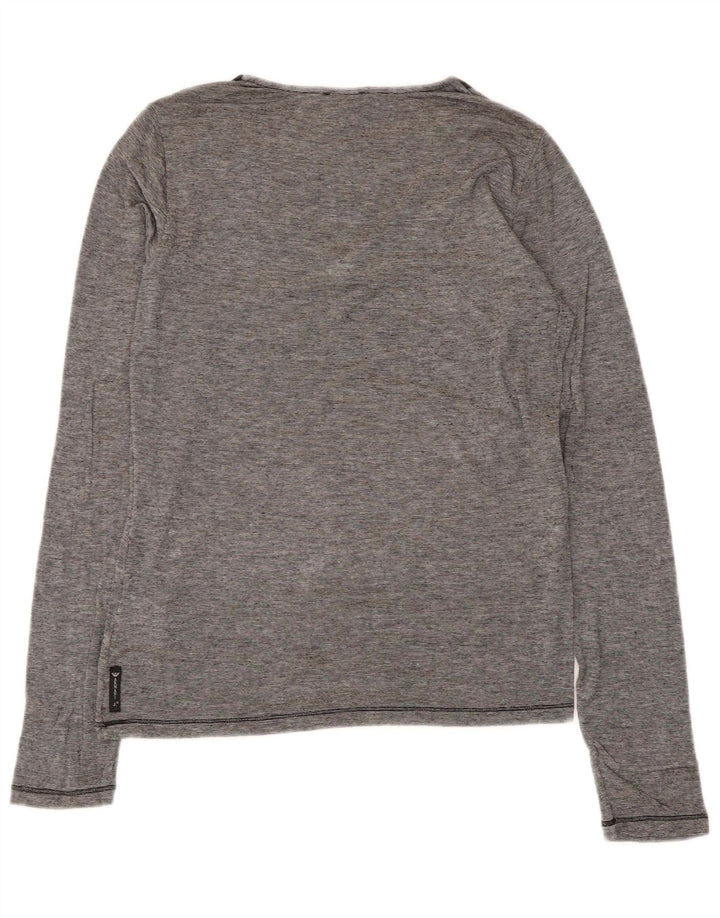 Armani Jeans Mujer Top Manga Larga UK 42 Viscosa Gris Medio Rayas Pintadas