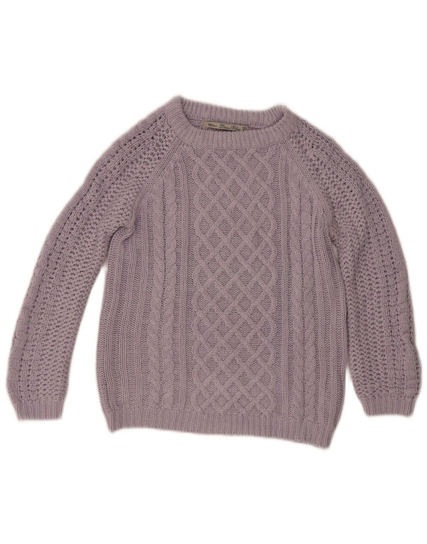 Zara Mujer Crop Crew Neck Jumper Sweater UK 10 Small Púrpura Acrílico