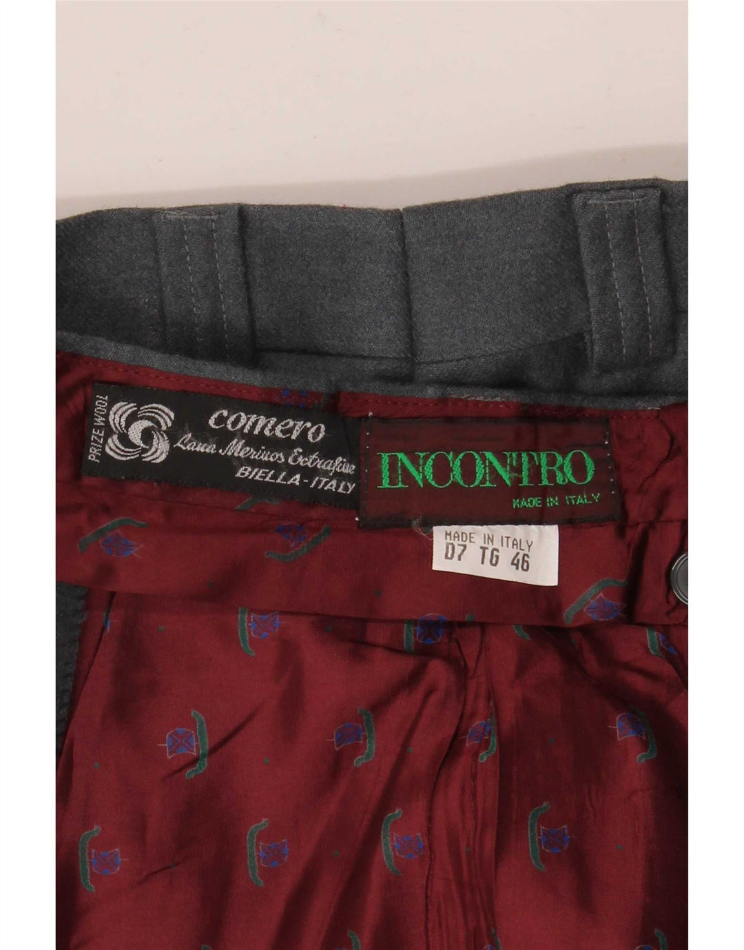 Comero Pantalón de traje con pinzas para hombre IT 46 Small W30 L30 Gris