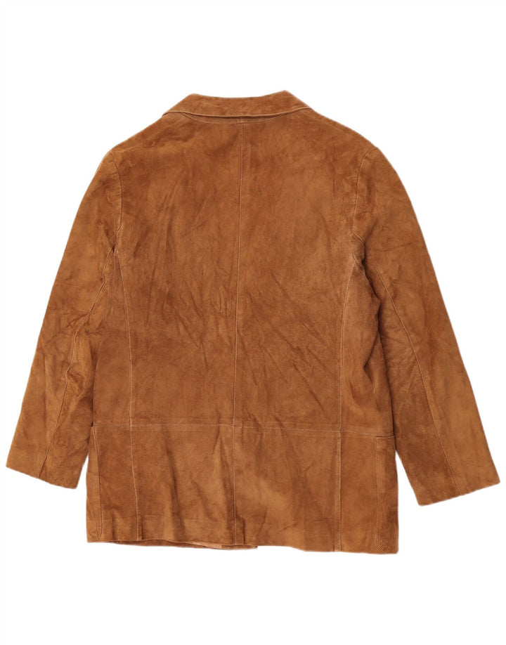 Vintage hombres 1 botón ante Blazer chaqueta Reino Unido 36 pequeño marrón