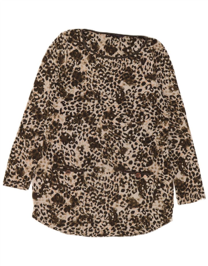 Marks & Spencer Top tipo túnica para mujer UK 12 Medium Caqui Estampado animal