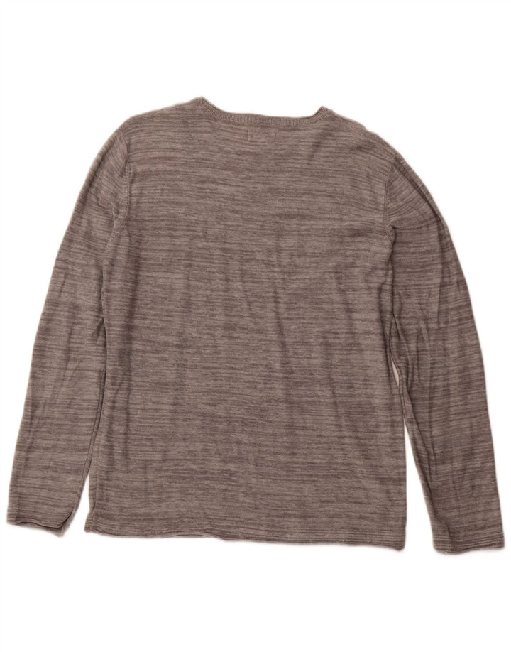 JACK & JONES Hombre Top Manga Larga Grande Gris Algodón