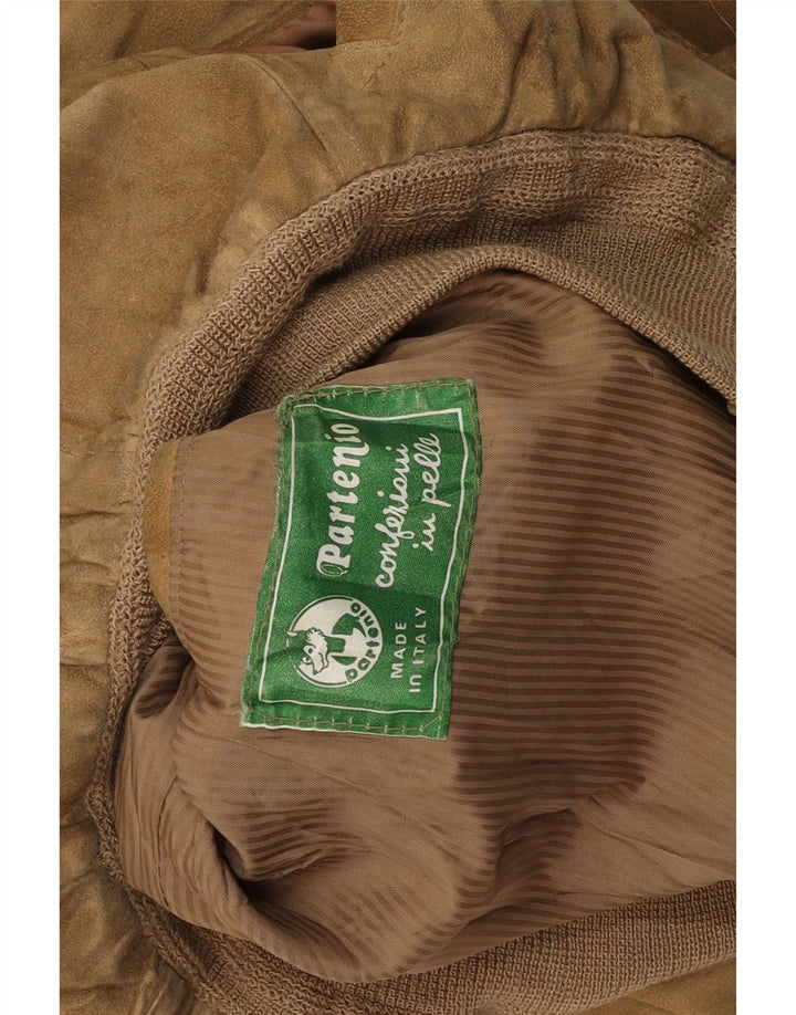 VINTAGE Chaqueta bomber de ante para hombre Reino Unido 38 Cuero beige medio