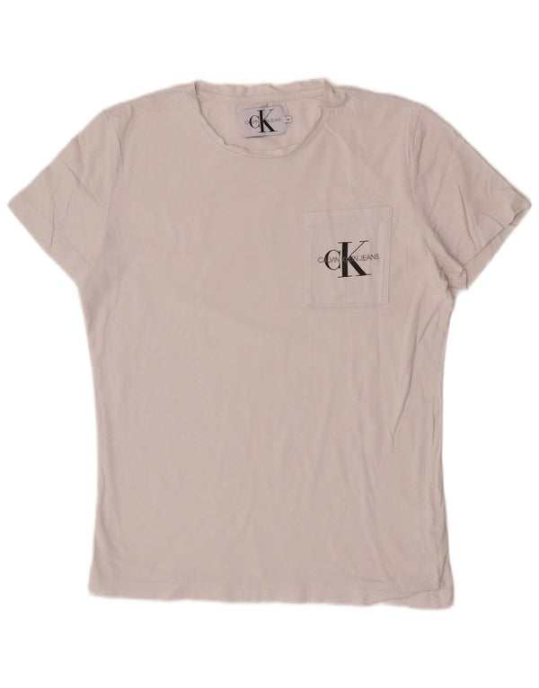 Calvin Klein Jeans Camiseta regular de manga corta para hombre Top Medium White