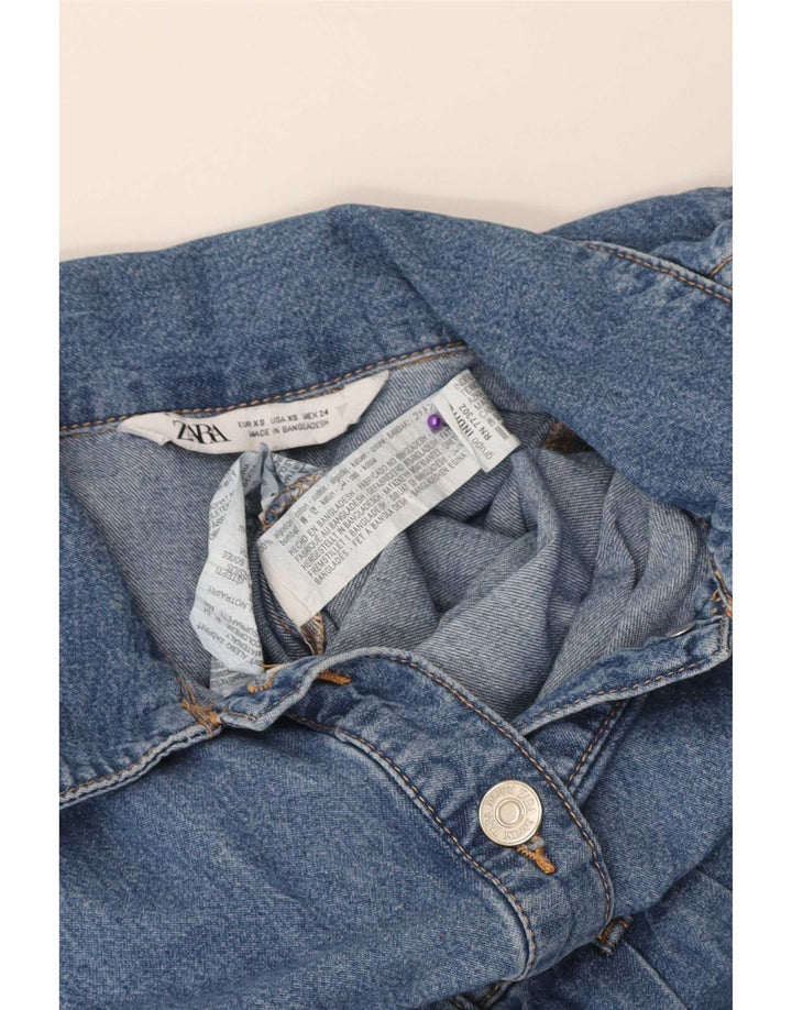 Zara Mujer Denim Playsuit UK 4 XS Algodón Azul