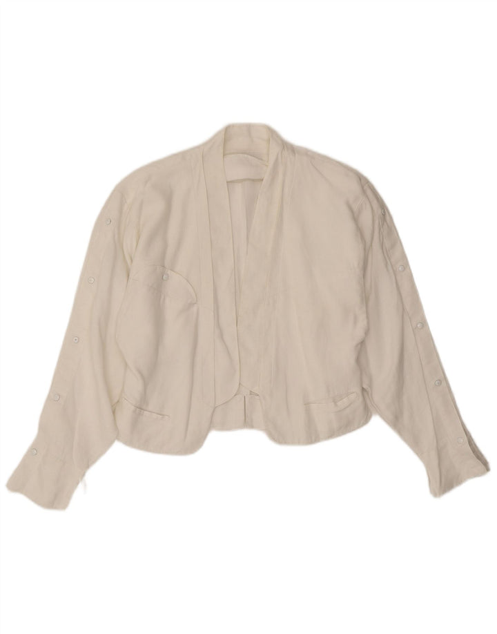 Claude Montana Chaqueta corta para mujer UK 12 Medium White Linen