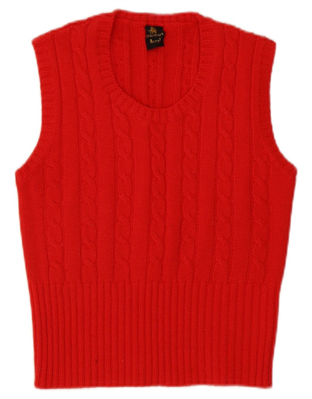 VINTAGE Mujer Crop Vest Tank Top Reino Unido 8 Pequeño Rojo Poliacrílico