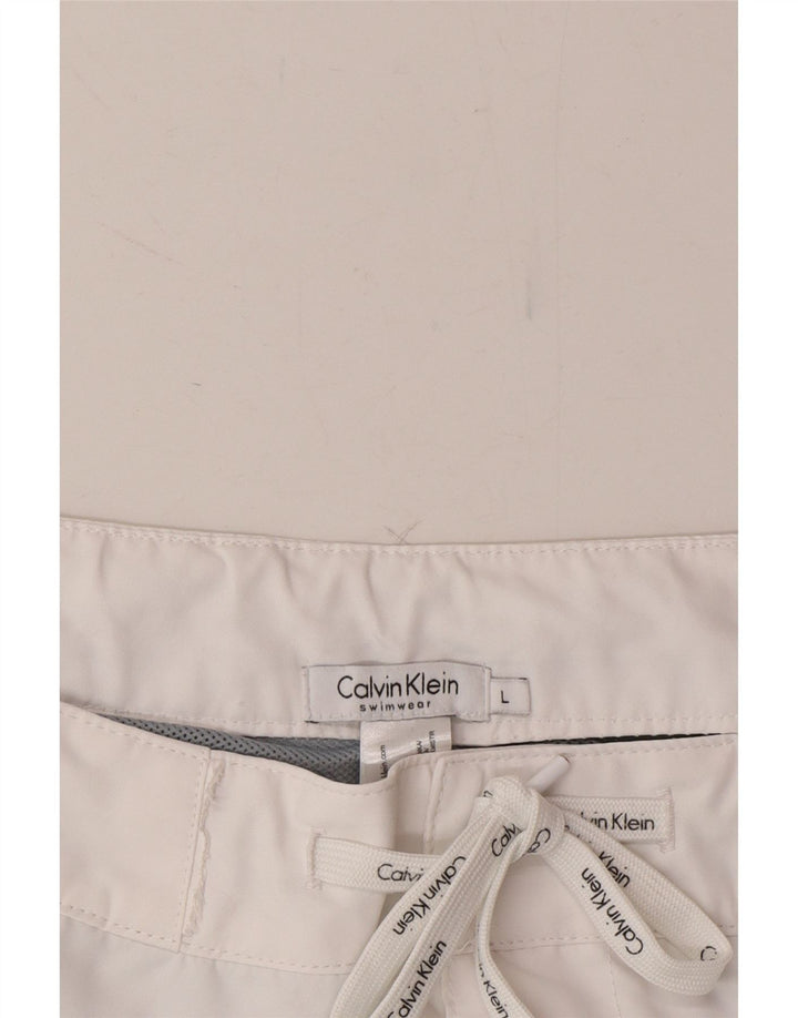 CALVIN KLEIN Mens Swimming Shorts Large  White Polyester