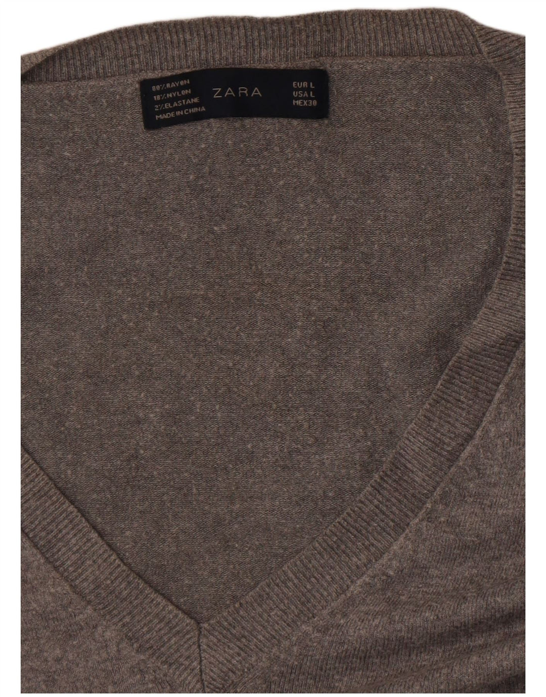 Zara Hombre Jersey Con Cuello En V Jersey Rayón Moteado Gris Grande