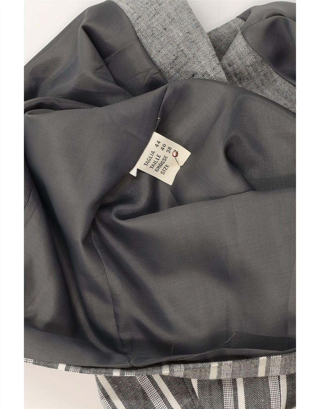 Vintage mujer crop 1 botón Blazer chaqueta Reino Unido 12 gris medio rayas