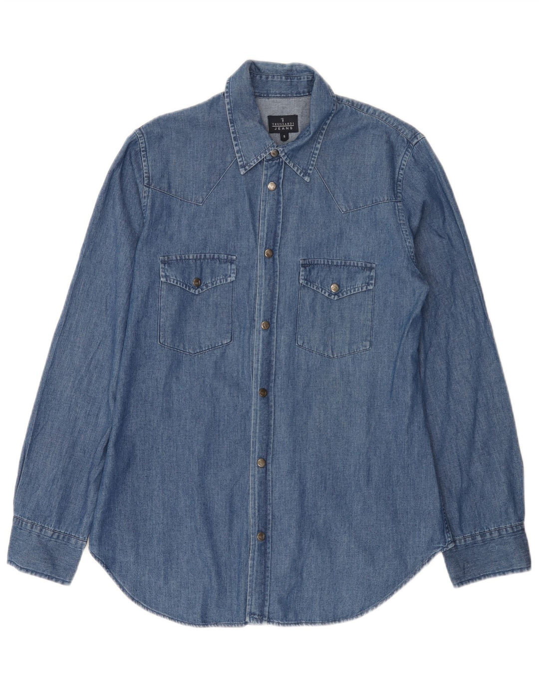 Trussardi Jeans Camisa Vaquera Hombre Small Azul Algodón