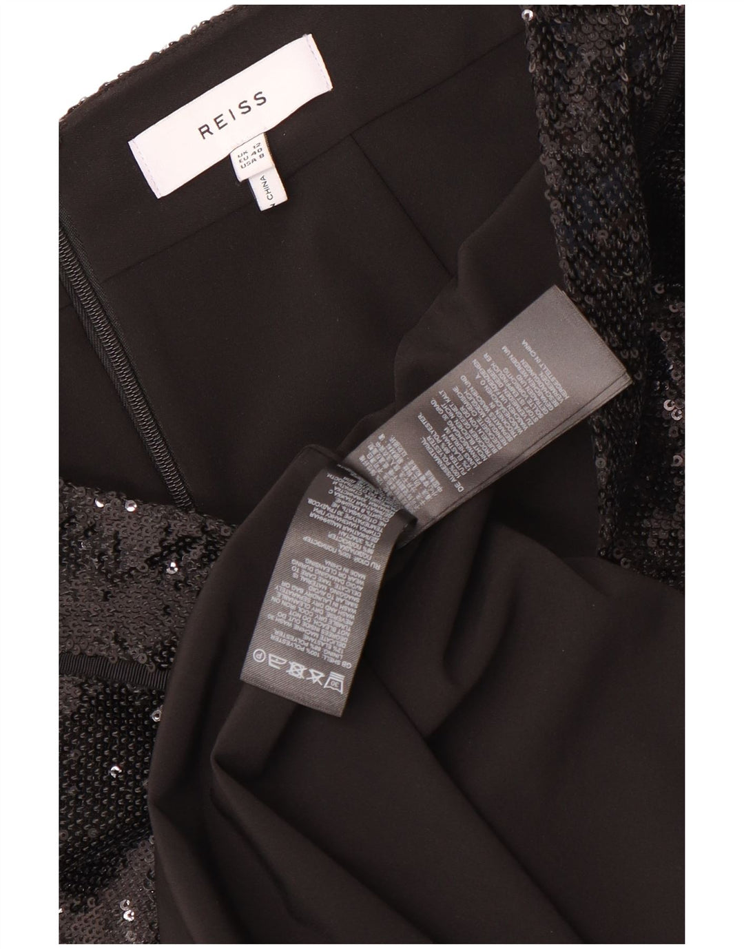 Falda lápiz de lentejuelas para mujer Reiss UK 12 Medium W30 Poliéster negro