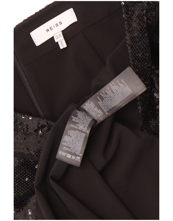 Falda lápiz de lentejuelas para mujer Reiss UK 12 Medium W30 Poliéster negro