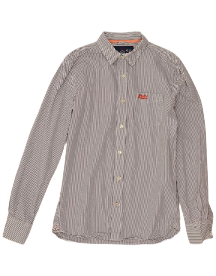 SUPERDRY Camisa Hombre Grande Gris Rayas Algodón