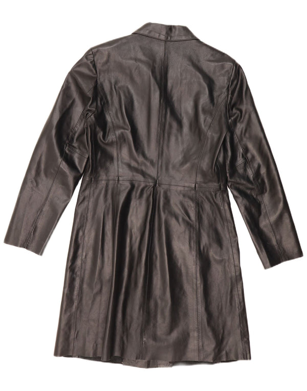 BENETTON Abrigo de cuero para mujer IT 46 Cuero negro grande