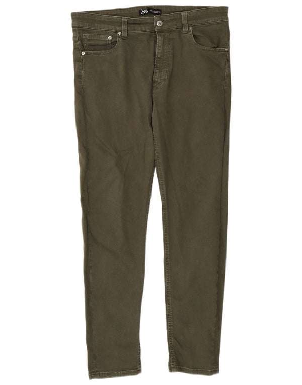 Zara Mens Slim Jeans EU 44 Grande W34 L30 Algodón Caqui