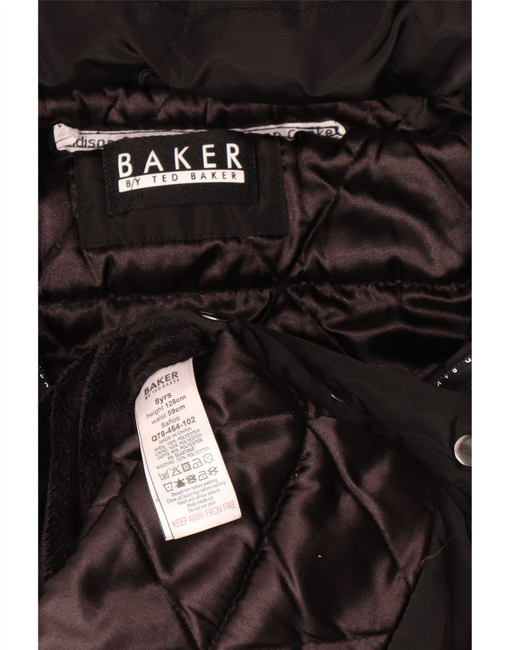 Ted Baker Abrigo acolchado con capucha y gráfico para niña 7-8 años Poliéster negro