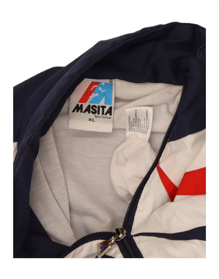 MASITA Chaqueta de chándal para hombre XL Azul marino Colorblock Poliéster