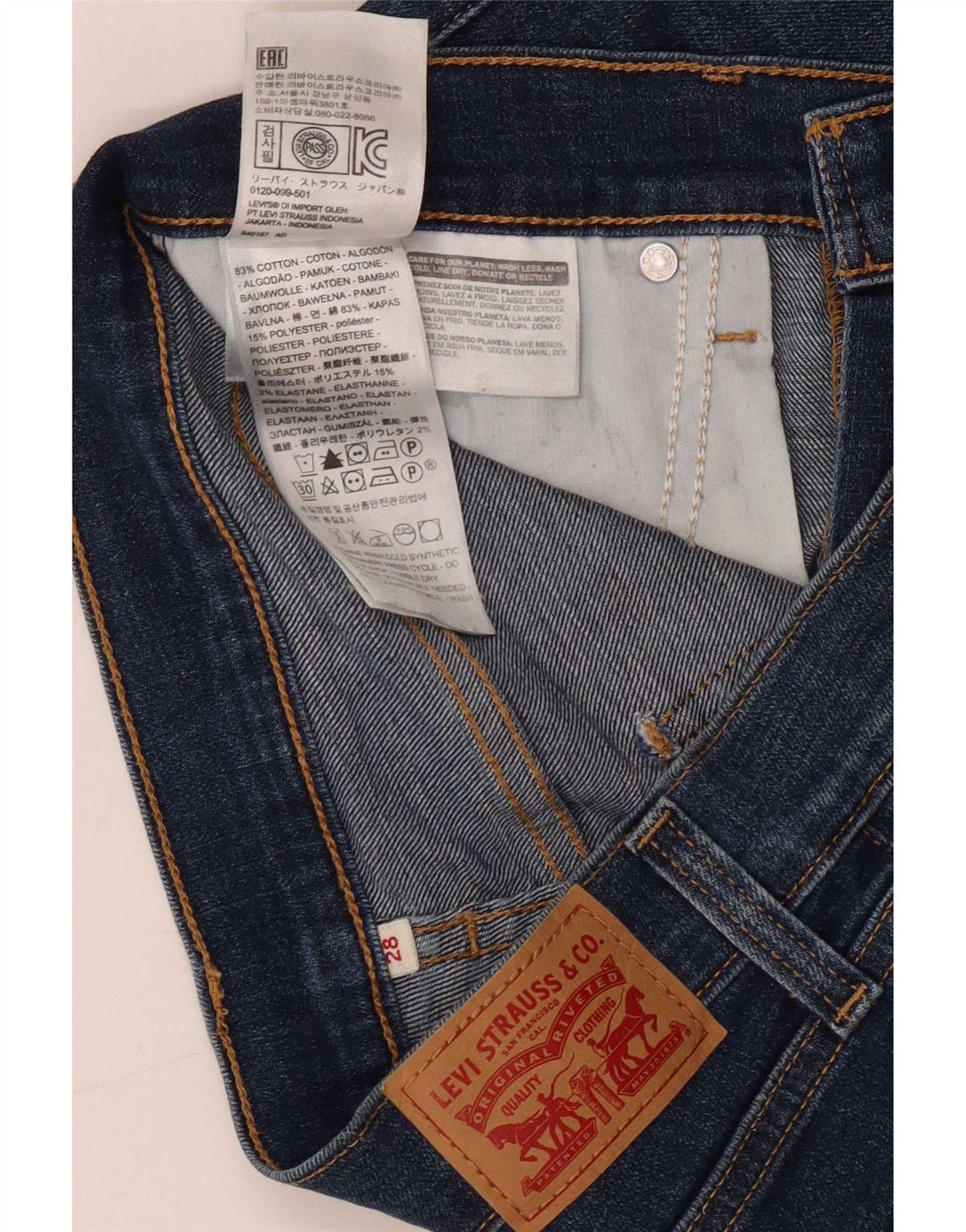 Shorts Levi's Mujer W28 Algodón Azul Medio