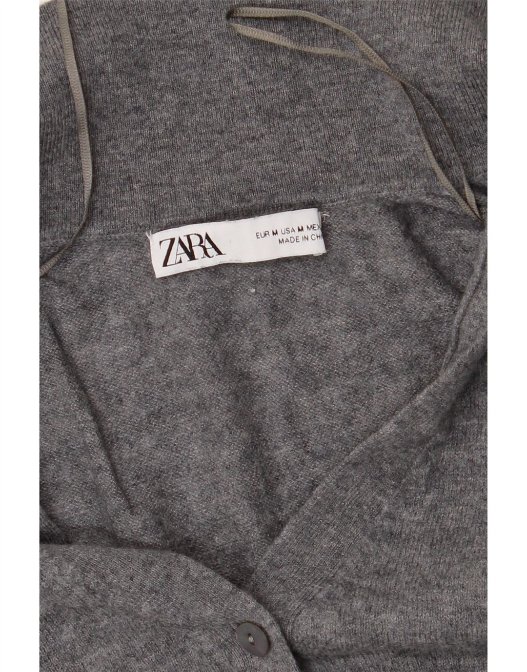 ZARA Mujer Crop Cardigan Suéter UK 42 Gris Medio