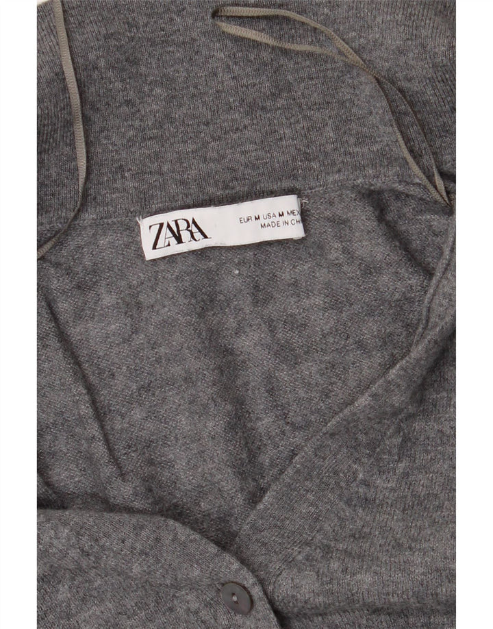 ZARA Mujer Crop Cardigan Suéter UK 42 Gris Medio