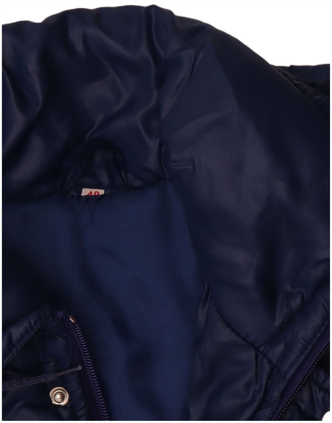 Chaqueta acolchada con capucha vintage para hombre IT 48 Poliamida azul marino medio