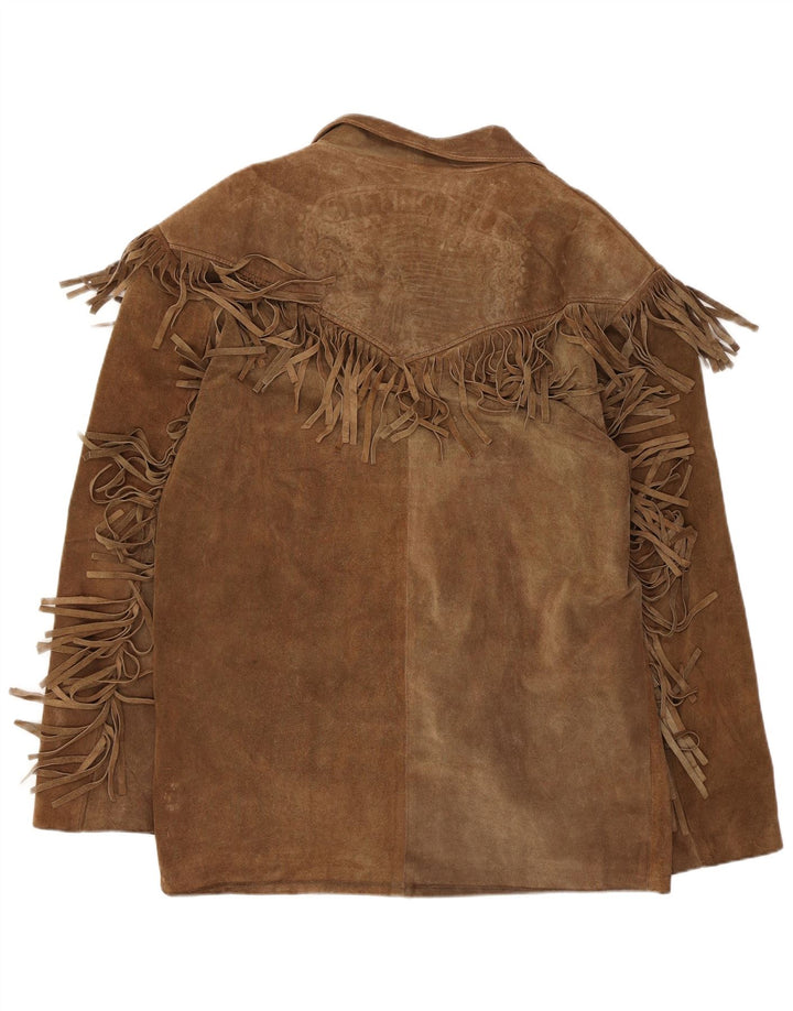 Vintage hombres 2 botones ante Blazer chaqueta IT 50 marrón grande