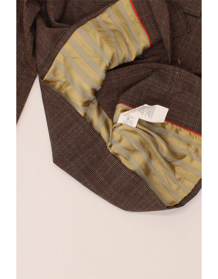ICEBERG Womens 2 Button Blazer Jacket IT 42 Medium Brown Check Polyester Vintage Iceberg and Second-Hand Iceberg from Messina Hembry 