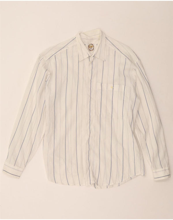 VINTAGE Mens Shirt Large White Striped